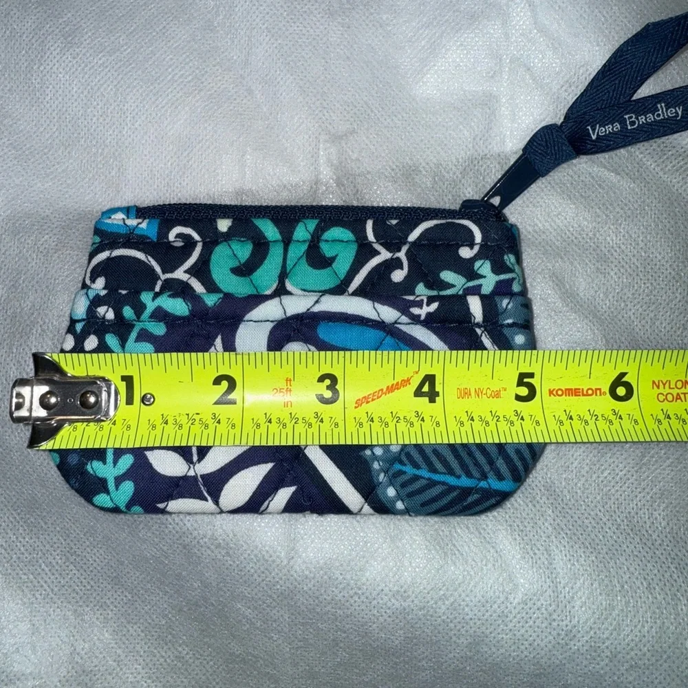 Vera Bradley Teal and Navy Patterned Crossbody Bag w/coin pouch. - Picture 10 of 14